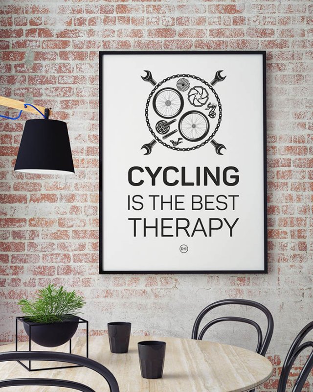 plakat. cycling is the best therapy, format A3