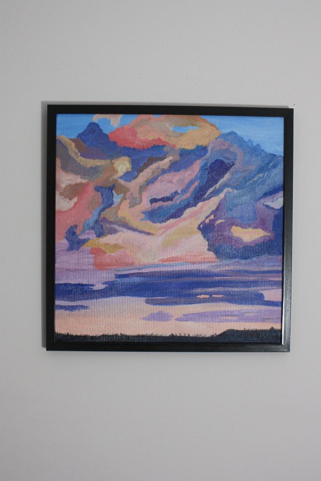Obraz ZACHÓD SŁOŃCA 40x40cm malowany farbami akrylowymi