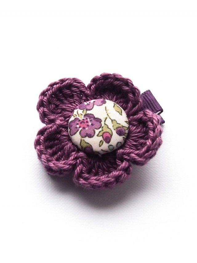 Spinka do włosów z szydełkowym kwiatem Purple Flower