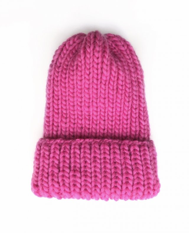 Różowa wełniana czapka Lily 100% wełna handmade ręcznie robiona