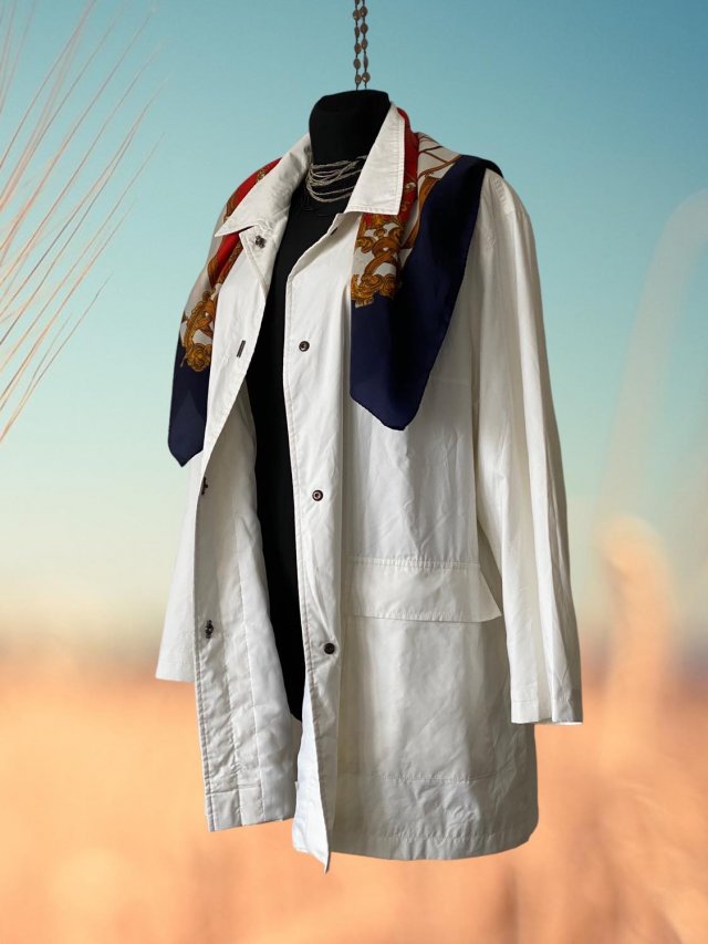 Madeleine Ekskluzywna biała kurtka parka - rozmiar over 44-50