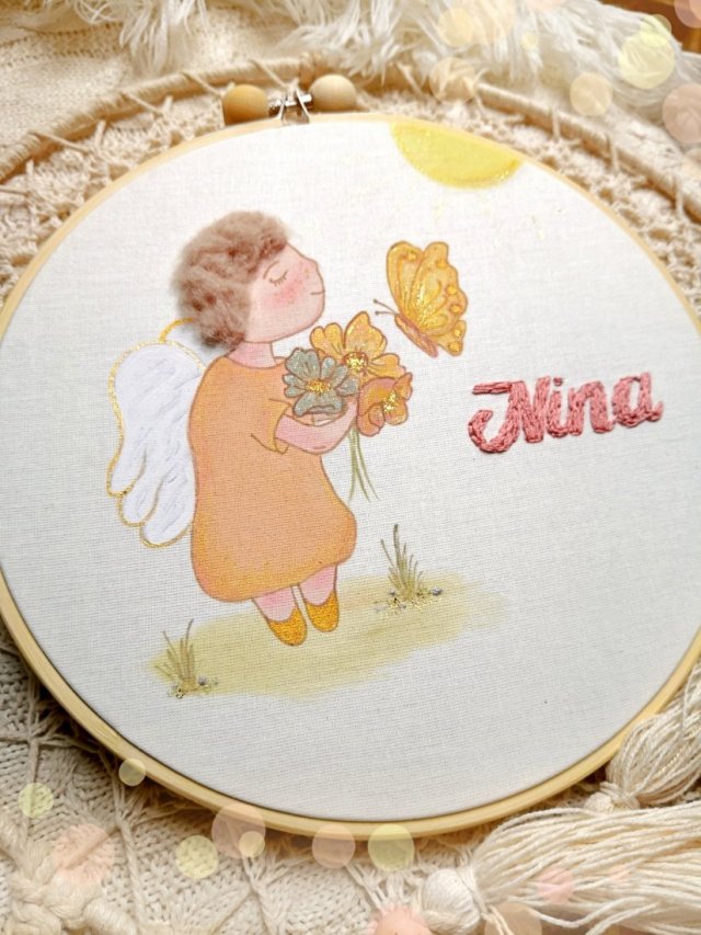 obrazek anioł z imieniem dziecka, pamiątka Chrztu Św. dla dziewczynki