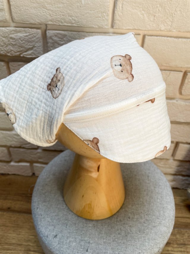 chustka na głowę czapka z daszkiem muślinowa  na wiązanie czepeczka chusteczka na głowę