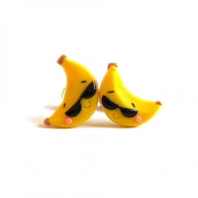 Kolczyki Banany Żółte Kolczyki Śmieszne Kolczyki Prezent na Walentynki