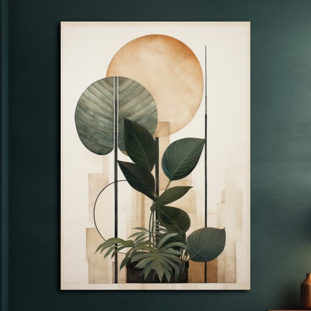 Tropikalne liście - Obraz na płótnie 70x100cm - Druk, Rama - Loft, Minimalizm #1