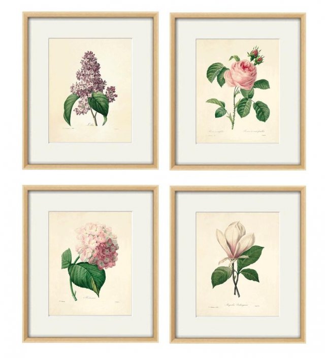 Kwiaty plakat botaniczny zielnik  zestaw 4x A4