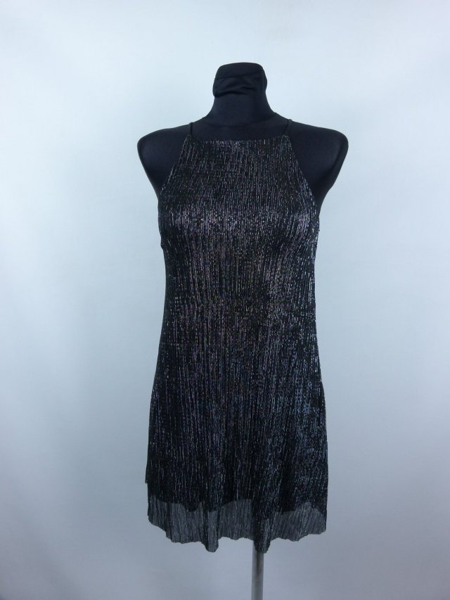 Pins and Needles krótka sukienka czarno srebrna / XS