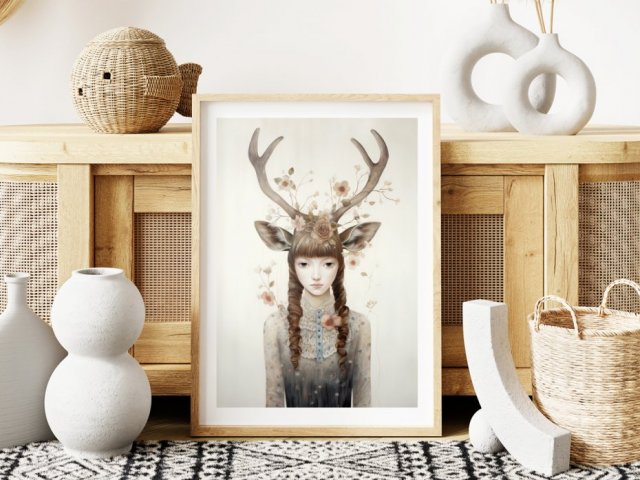 Ilustracja plakat Dziewczyna z lasu 40x50 cm