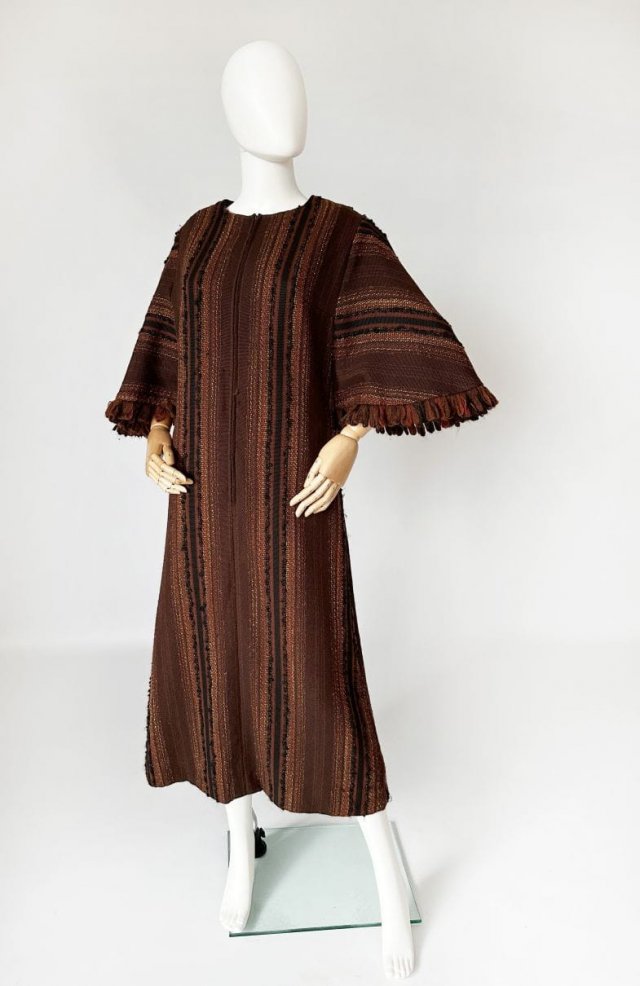 Wełniana maxi sukienka 70's vintage boho