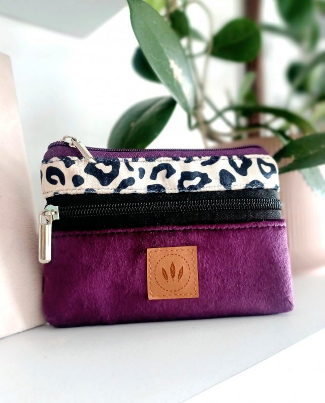 Dwustronny portfel z weluru Wild Purple