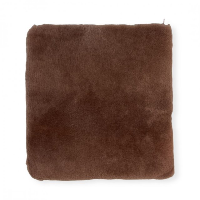 Poduszka dekoracyjna siedzisko kwadratowa brązowy wełniana skórzana naturalna