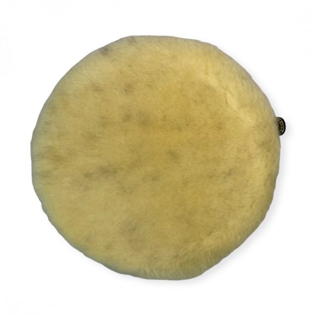 Poduszka dekoracyjna siedzisko okrągła żółty relugan wełniana skórzana naturalna