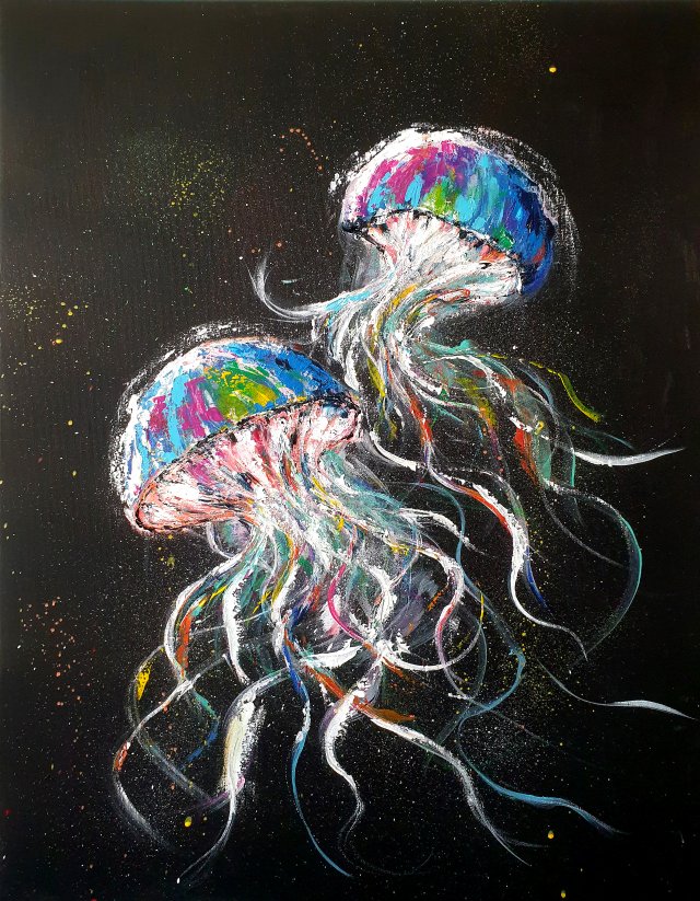 Obraz ręcznie malowany 80x60 cm Meduzy Abstrakcja