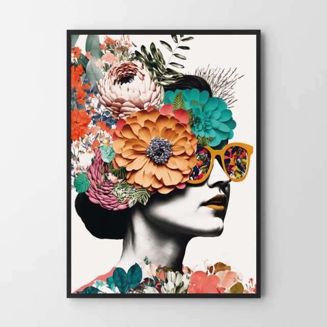 Plakat Dziewczyna kolaż portret kolor  - format 30x40 cm