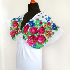 Biała bluzka kimonowa w kwiaty rozm. L/XL