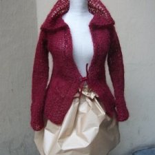 Sweterek bordowy rozpinany  hand-made moher WIOSNA 2013
