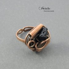 Lava - pierścionek z miedzi z lawą