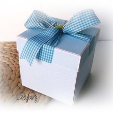 pudełko na chrzest/ roczek - niebieskie
