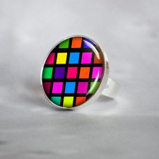 MULTICOLOR Unikatowy kolorowy duży pierścień z grafiką