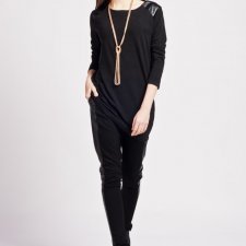 Long blouse with contrasting sleeves  / blu109