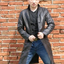 vintage czarny skórzany płaszcz 90s