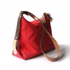 torba - red&leather&flowers -