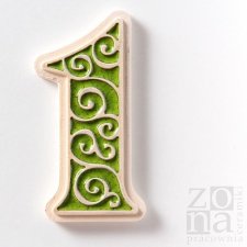 cyfra 1 ornamentowa na drzwi zielona