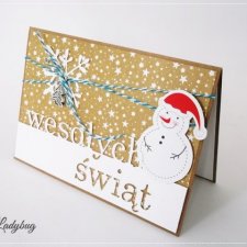 Mikołajkowy bałwan na zaspie - kartka świąteczna