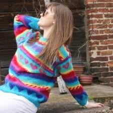 vintage kolorowy sweter lata 80s