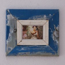 Vintage - Niebieska Ramka - stare drewno