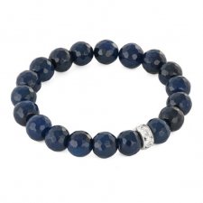 Navy blue agate with crystal bead.