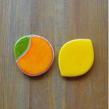 Ceramiczne pomarancza i cytryna na magnes