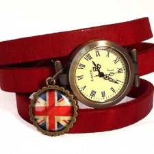 Brytyjska flaga - zegarek / bransoletka na skórzanym pasku - Egginegg