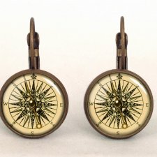 Kompas - małe kolczyki wiszące - Egginegg