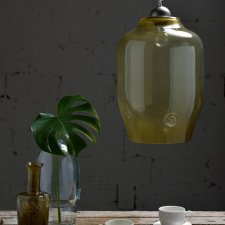 lampa wisząca szklana duża oliwkowa BEE