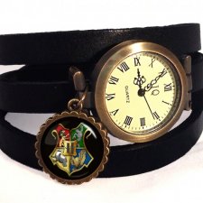 Hogwart - zegarek / bransoletka na skórzanym pasku - Egginegg