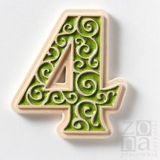 cyfra 4 ornamentowa na drzwi zielona