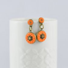 Kolczyki w stylu retro, romantycznym- pomarańczowe sztyfty- 2404