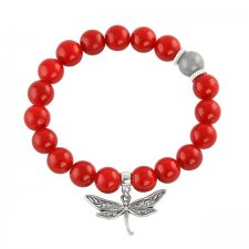 Red & grey jade with dragonfly.