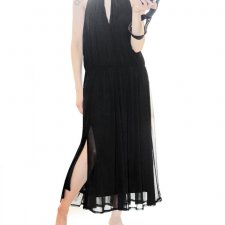Luźna, czarna zwiewna sukienka maxi, oversize