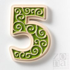 cyfra 5 ornamentowa na drzwi zielona