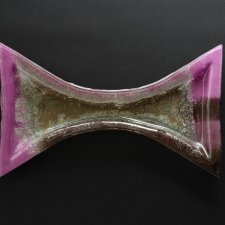 szklany talerz z wcięciami Fiolet Srebro 38  x 22 cm