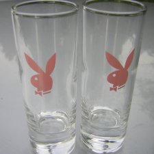 grubo szklane w króliczki Playboya zdobione szklaneczki kieliszeczki
