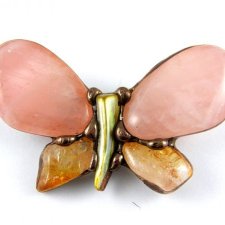 Broszka: Motyl różowo-cytrynowy