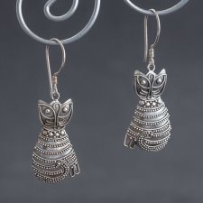 srebrne koty - kolczyki