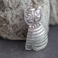 srebrny kot - wisiorek