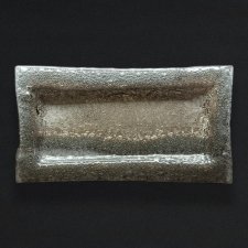 Szklana prostokątna patera talerz SREBRO BIEL 35 x 19 cm