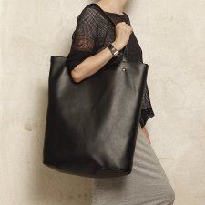 Mega Shopper bag czarny na zamek