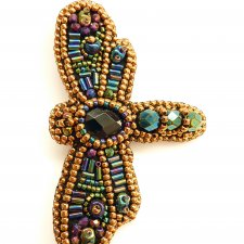 Broszka ważka haft koralikowy