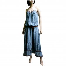 Maxi sukienka etno boho hippie niebieska 38 36